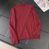 Camisa Básica Feminina com Borda Franzida 2025 Nova Início de Outono e Inverno Gola Meia-Alta Estilo Chanel Top Interno Camiseta Branca de Manga Longa