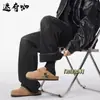 Estilo Novo Outono e Inverno Jeans Aveludado Engrossado Marca da Moda Masculino Solto Reto Casual Versátil Retro Wide-Leg Calça Longa