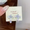 Colección de pendientes de mariposa azul hielo, frescos y etéreos, pendientes para chica delicada, de cristal transparente tipo hada, perla, nicho