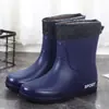 Botas de lluvia de moda para hombre, calzado exterior de caña alta antideslizante con cordón para cocina, lavado de autos, motociclista, zapatos de agua de caña alta con suela gruesa