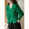 Camisa Básica Puff Sleeve de Nicho Inspirada em Design para Mulheres, Primavera e Outono, Toque de Luxo, Novo Estilo 2026, Corte Justo, Top de Malha Interno Valorizador