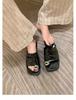 ¡Sandalias de cuña estilo madre de uva en stock!~ Aumento de altura de 4 cm~ Estilo francés con hebilla de metal y tira ancha plisada con tira para el dedo del pie para mujer Verano