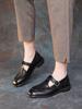 Nuevos Zapatos Planos de Piel de Vaca Lavada Estilo Británico Punta Redonda Hebilla Ajustable Piel Suave Primavera 2025