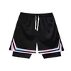 Pantalones cortos de baloncesto de dos piezas para hombre de verano, pantalones cortos casuales de longitud de cuarto de estilo americano, pantalones cortos deportivos modernos de secado rápido para entrenamiento físico