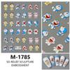 Nuevos stickers para uñas 5D en relieve de arte de uñas de dibujos animados Doraemon tridimensionales adhesivos para uñas al por mayor M-1785