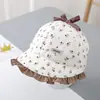 Sombrero de Pescador para Bebé con Encaje Elegante y Lazo, Sombrero con Protección Solar para Niñas Pequeñas, Sombrero de Sol de Ala Ancha para Primavera