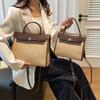 Bolsa Feminina Transfronteiriça de Grande Capacidade Nova Bolsa Transversal Versátil de Alto Nível para Viagem e Deslocamento Bolsa de Ombro Retrô de Lona com Emendas