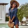 Amazon 2022 Novo Vestido Feminino Europeu e Americano Transfronteiriço Jacquard Irregular Solto Camisa Blusa Feminina