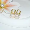 Aretes de princesa de circón en forma de cubeta de 12-14 mm, aretes de perla, aretes de lujo de alta gama, aretes simples y de moda