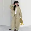 Conjunto de Otoño 2026 Estilo Coreano para Niñas: Chaqueta de Moda para Niñas, Pantalones de Hoz para Exteriores, Pantalones de Pierna Ancha Adelgazantes
