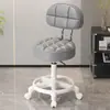 Taburete con Ruedas, Taburete Redondo Giratorio Ajustable para Salón de Belleza, Taburete de Trabajo para Peluquería y Salón de Uñas, Silla con Respaldo, Triple Protección, Piel de Microfibra