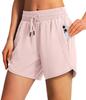 Shorts Esportivos Femininos de Secagem Rápida Respiráveis Leves de Cintura Alta para Uso Externo com Zíper Confortáveis Calças Casuais Fitness