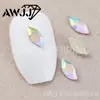 Pedras de strass AB iridescentes de formato completo com base plana para nail art, pedras de strass para unhas brancas translúcidas, acessórios decorativos para unhas postiças, atacado