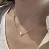 Colar de Prata Esterlina S925 com Pérola e Pedra da Lua para Mulheres, Design de Nicho, Moderno e Elegante, Não Desbota, Acessório de Corrente de Clavícula Empilhável