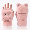 Luvas de Celebridade da Internet Transfronteiriças, Luvas de Inverno de Pelúcia com Cobertura Flip de Meio Dedo, Luvas de Tricô Quentes Sem Dedos de Faux Mink para Estudantes e Crianças