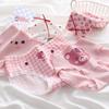 Roupa Íntima Respirável Floral Rosa de Cintura Média Estilo Japonês Fofa e Doce Estampada Confortável Shorts Triângulo para Meninas Estudantes 910