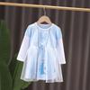 Exportação Europeia e Americana Roupas Infantis Vestido de Princesa Primavera e Outono Novo Gelo e Neve Elsa Sophia Meninas Vestido de Malha de Manga Longa