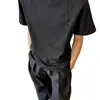 Camiseta de Manga Corta Pesada para Hombre con Cuello Redondo, Nuevo Estilo de Verano, Hombro Normal Estilo Americano, Cuello Pequeño Retro, Camiseta con Panel de Costilla