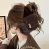 Pinza de pelo grande, voluminosa, de felpa floral para mujer, otoño/invierno, estilo de alta gama, pinza de pelo de lazo, nuevo clip de tiburón estilo coreano