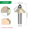 Juego de Brocas de Router Anguladas de Grado Profesional con Vástago de 1/2 Pulgada Brocas Biseladoras para Carpintería Herramienta de Recorte y Grabado Fresas de Acero de Tungsteno Plateado Dorado