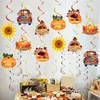 Amazon Fiesta de Acción de Gracias Transfronteriza Banner de Decoración de Pavo Girasol de Otoño Calabaza Adornos Colgantes en Espiral