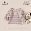 Camiseta Listrada de Manga Longa para Meninas Primavera e Outono, Roupa de Primavera para Bebê Menina, Blusa Infantil Estilosa, Camiseta Novo Modelo 2026