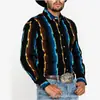 Fábrica de origen comercio electrónico transfronterizo camisa de manga larga para hombre con solapa cárdigan de un solo botón impresión digital 3D sublimación