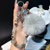 Cadena de Teléfono de Peluche Versión Coreana Gato Espejo Pequeño Cuentas de Cristal Lanyard para Teléfono Correa de Teléfono Muñequera Nuevo Colgante para Coche