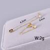 Pendientes de cadena sencilla con colgante trasero de oro de 18 quilates y acero de titanio E75 para hombre y mujer, estilo retro sencillo de puerto callejero con pequeños diamantes.