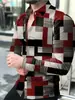Moderna Camisa de Otoño para Hombre de Manga Larga con Estampado Digital 3D, Elegante Camisa Casual con Cuello de Solapa