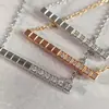 Nuevo Modelo Xiaojia Versión Alta Cubo de Hielo Cubo de Hielo Collar Grueso Chapado en Oro V Panal con Diamante Geométrico Cuadrado Pequeño Cadena para Clavícula