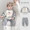 Conjunto para Menino Outono Roupa para Bebê de Um Ano Menino Moletom Calça Primavera Outono Roupas Separadas para Bebê Conjunto de Duas Peças para Passeio Infantil