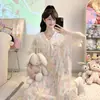 Camisón de Gasa para Mujer, Estilo Verano con Copas, Encaje Dulce Estilo Princesa de Manga Corta, Talla Grande Holgado Ropa de Casa