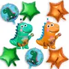 Sombrero de cumpleaños con acabado mate para mascotas, amuleto de la suerte verde, globo de dinosaurio naranja, sombrero de cumpleaños, globo de papel de aluminio de dibujos animados