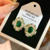 Pendientes Ovalados de Plata Recubierta de Oro Real de 18K con Aguja de Plata y Diamante de Zirconia Pendientes Estilo Corte Retro Pendientes de Lujo Ligero para el Trabajo para Mujer