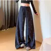 Pantalones de Pierna Ancha con Pedrería y Purpurina Fina para Mujer, Pantalones Rectos Sueltos que Cubren las Caderas, Ropa para Mujer de Transmisión en Vivo, Venta al por Mayor, Fuente de Fábrica