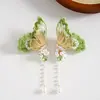 Pendientes de gancho de resina con forma de hoja ovalada y pluma, transfronterizos europeos y americanos, pendientes frescos y sencillos de verano, pendientes de diseño nicho para mujer
