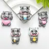 Accesorios de Hipopótamo Bebé Lindos de Dibujos Animados Resina DIY Pasador Hecho a Mano Llavero Colgante de Bolso Decoración de Pegatina para Refrigerador