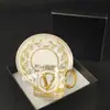 Taza de Café con Platillo Estilo Europeo Transfronterizo Retro Creativo Cuerpo Recto Pequeño Mango Dorado para Uso Doméstico Traje de Taza de Café Exquisito de Gama Alta