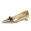 7200-H81 Hepburn Lujo Ligero Cuña Versátil Boca Baja Zapatos sin Cordones con Lazo, Zapatos Planos Elegantes de Punta Fina para Mujer