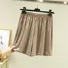 Nuevos pantalones cortos deportivos de seda helada estilo coreano de verano para mujer, pantalones casuales de pierna ancha de seda helada de cintura alta, pantalones holgados de talla grande para casa