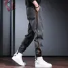 Calça Jogger Masculina Primavera e Outono Cor Blocada Calça Casual Masculina Streetwear Casual Solta Americana de Alta Qualidade Calça Cargo Cinza Masculina