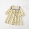 Floral meninas vestido da Coreia do Sul Primavera e Outono novas roupas infantis crianças vestido de princesa bebê meninas saia longa