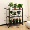 Estantería de hierro forjado de varios niveles, expositor de suelo multicapa para plantas de interior, con ruedas, adecuado para organizar plantas en maceta en el jardín