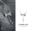 Collar de Plata de Ley S925 con Lazo y Borlas, Exquisito Diseño de Moda de Nicho, Cadena de Clavícula de Gama Alta, Regalo para Novia