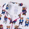 Pijama de Manga Curta com Estampa de Urso de Desenho Animado Selecionado Cuidadosamente para Comércio Exterior Transfronteiriço para Mulheres, Conjunto de Roupa de Casa de Verão, Pijama Estilo Europeu e Americano