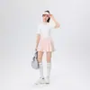 Conjunto de Ropa Deportiva Casual para Mujer, Primavera/Verano, Ajuste Delgado, Cuello Polo, Manga Corta, Rayas, Golf, Tenis