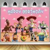 Telón de fondo de Toy Story de Dibujos Animados Suministros de Decoración para Fiesta de Cumpleaños Infantil Montaje de Escena Pancarta de Cumpleaños