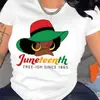 Ropa de Mujer Estilo Vacacional Primavera y Verano 180g Transfronteriza desde 1865 Estampado de Letras Juneteenth Negro