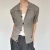 Nueva Camisa Polo de Punto de Manga Corta Estilo Retro Americano de Comercio Exterior para Hombre, Estilo Old Money de Verano, Sensación de Alta Gama, Camisa de Media Manga de Moda
